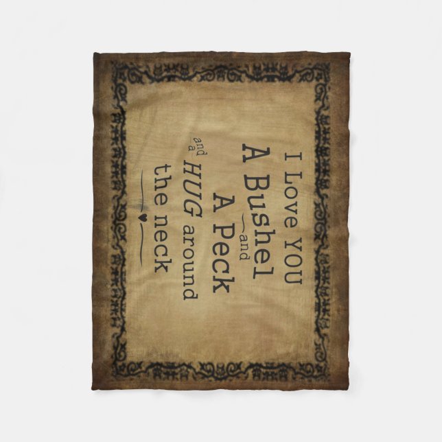 Cobertor De Velo "Eu te amo um alqueire e um peck" tosam a (Frente)