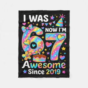 Cobertor De Velo Eu tinha 6 anos, agora tenho 7 anos Tie Dye Aniver