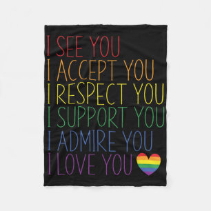 Cobertor De Velo Eu Vejo Aceito Respeito Apoio Admiro Amo Você Lgbt