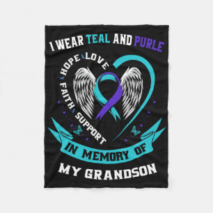 Cobertor De Velo Eu Visto Teal E Roxo Para O Meu Neto Suicídio Awa