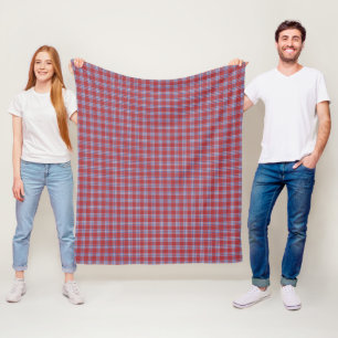 Cobertor De Velo EUA América Cores Xadrez Tartan Red White Blue
