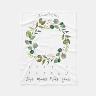 Cobertor De Velo Eucalyptus Botanation Wreath Mensal Baby Milestone