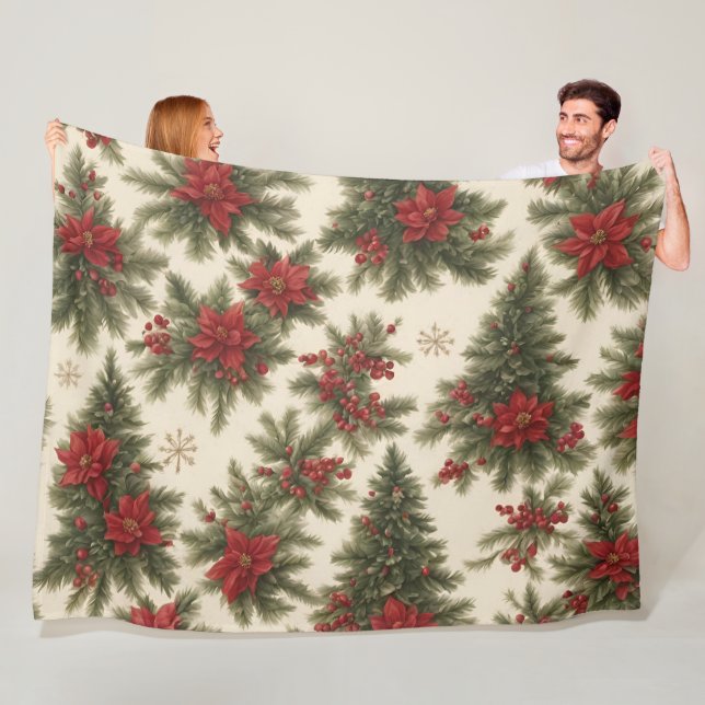 Cobertor De Velo Evergreen Christmas Charm Fleece Blanket (In Situ)