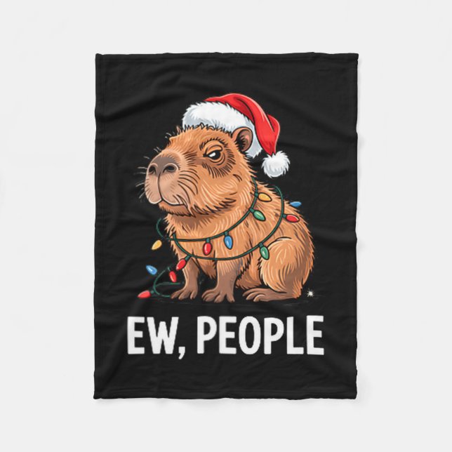Cobertor De Velo Ew People Capybara Christmas Lights Funny Introver (Frente)