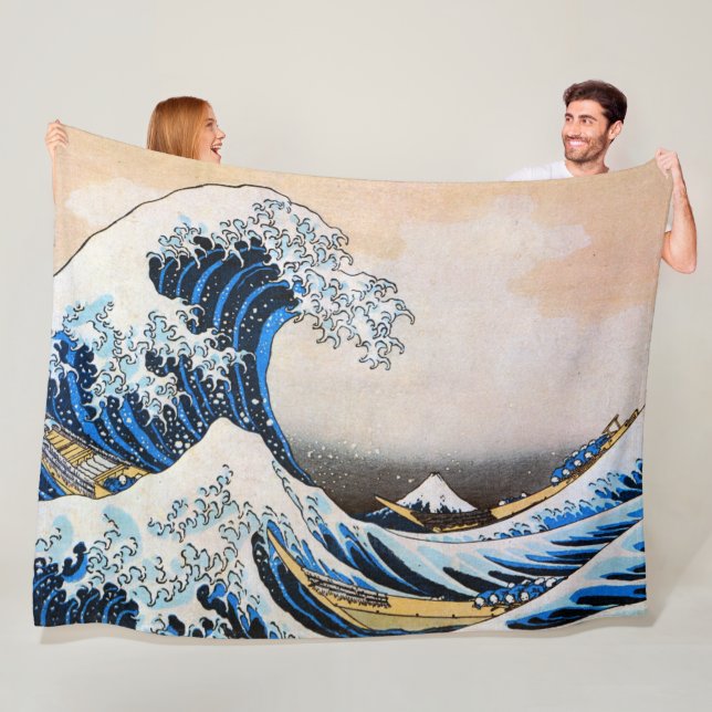 Cobertor De Velo Excelente Wave, Hokusai, Ukiyo-e Fleece Blanket (In Situ)