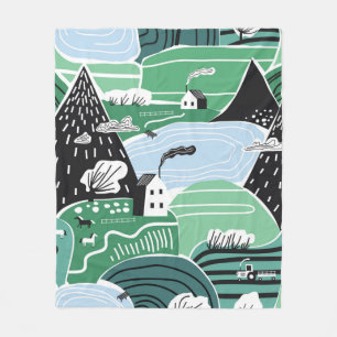 Cobertor De Velo Exemplo gráfico escandinavo abstrato desenhado à