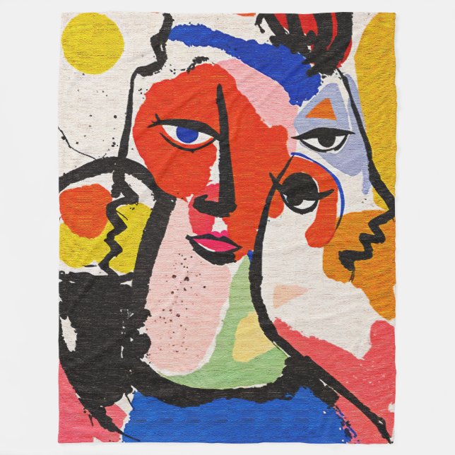 Cobertor De Velo Expressive Brushstrokes Matisse Style Abstract Art (Frente)