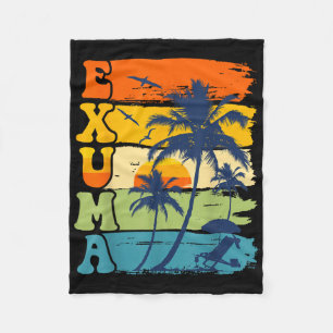 Cobertor De Velo Exuma Bahamas Retro Palm Tree Beach Vacatio Summer