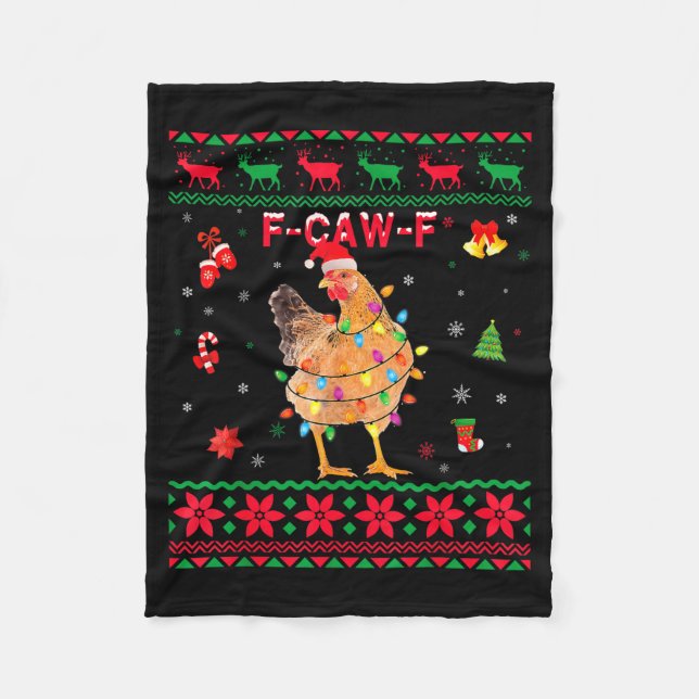 Cobertor De Velo F-caw-f Chicken Humor Meme Rooster Christmas Ugly  (Frente)