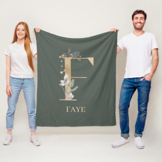 Cobertor De Velo F Monograma Floral Personalizado Fleece Blanket