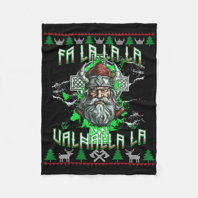 Cobertor De Velo Fa La 8 Valhalla Santa Hat Viking Skull Natal (Frente)