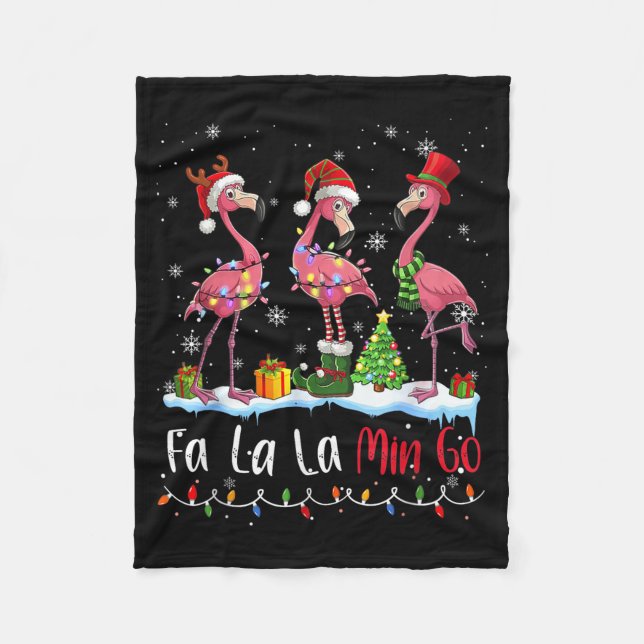 Cobertor De Velo Fa La La La Mingo Flamingo Christmas Lover  (Frente)