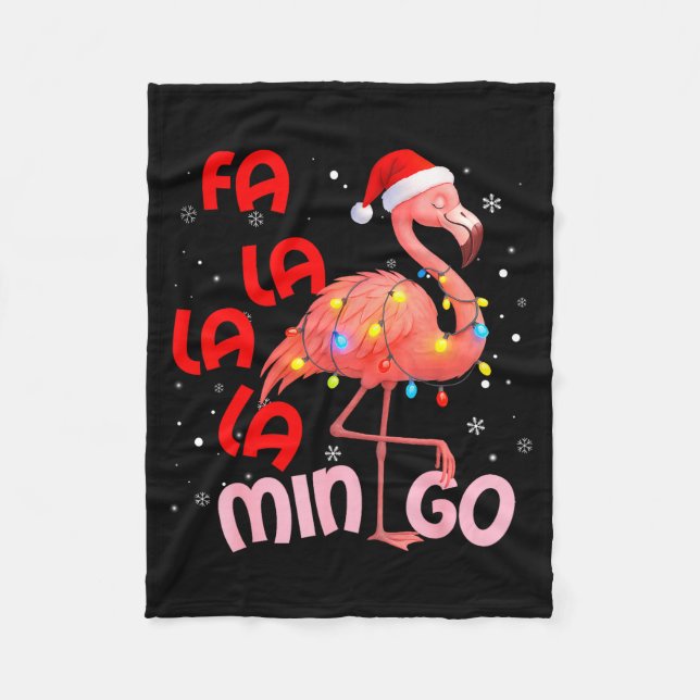 Cobertor De Velo Fa La La La Mingo Flamingo Christmas Men Women Kid (Frente)