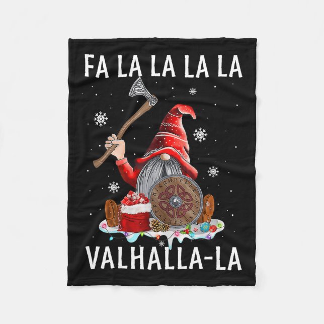 Cobertor De Velo Fa La Valhalla Xmas Gnome Beard Viking Arma C (Frente)