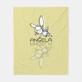 Cobertor De Velo Fada Amarela Reflexo Doodle Nome Personalizado