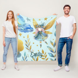 Cobertor De Velo Fada Aniversário Teal Dourada Princesa Rosa Fairyt