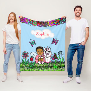 Cobertor De Velo Fada personalizada, flores e borboletas