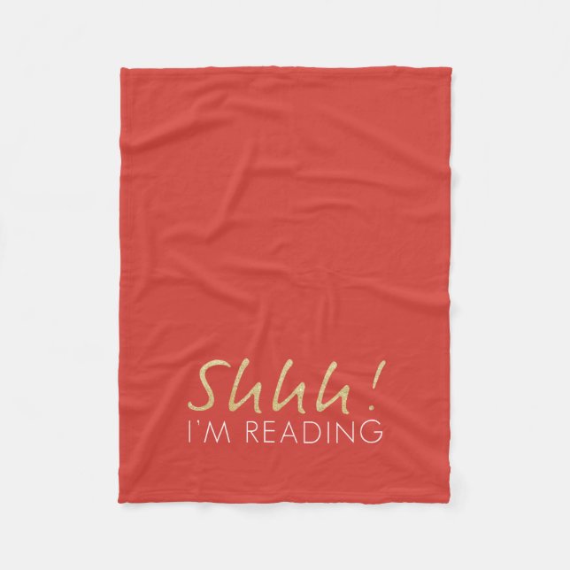 Cobertor De Velo Faísca Dourado Shhh! Eu estou lendo a cobertura do (Frente)