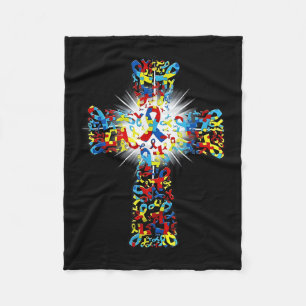 Cobertor De Velo Faith Christian Cross Ribbon Quebra-cabeça Autism 