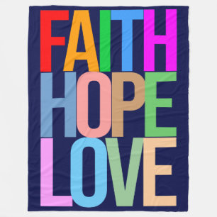 Cobertor De Velo Faith Hope ama colorido positivo