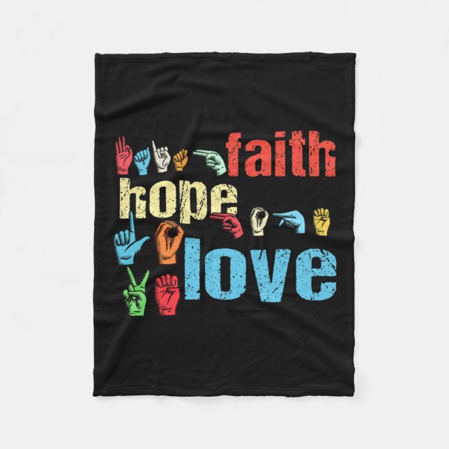 Cobertor De Velo Faith Hope Love American Sign Language Christian E (Frente)