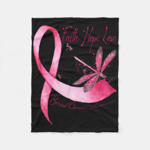 Cobertor De Velo Faith Hope Love Dragonfly Pink Ribbon Breve Cance