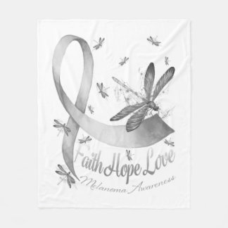 Cobertor De Velo Faith Hope Love Melanoma Sensibilização Dragonfly