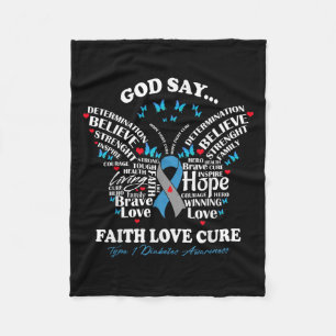 Cobertor De Velo Faith Love Cure Butterfly T1d Tipo 1 Diabetes Awar