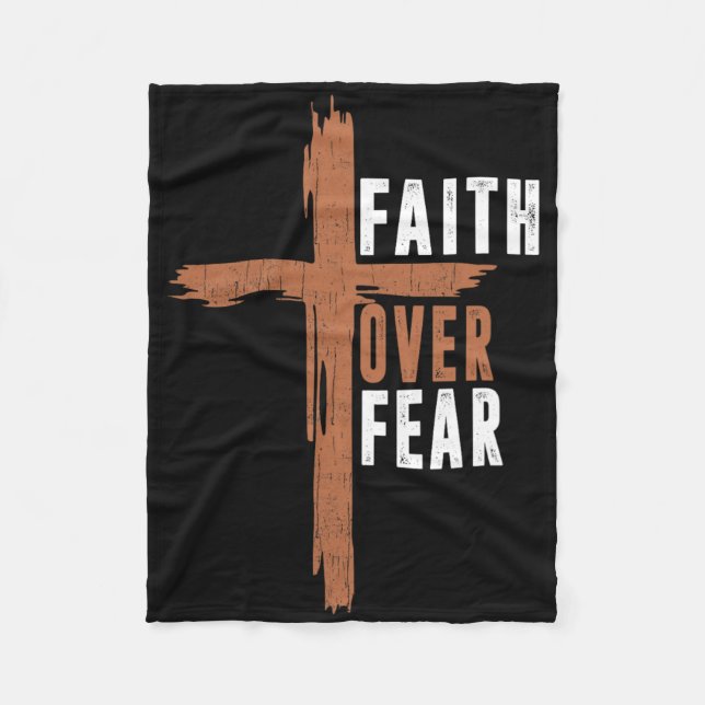 Cobertor De Velo Faith Over Fear Christ Christian-shirt Cross Easte (Frente)