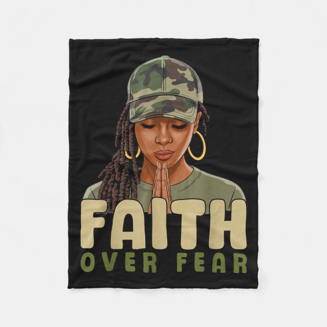 Cobertor De Velo Faith Over Fear Christian Camo African American Af (Frente)