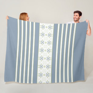 Cobertor De Velo Faixa Branca Com Cor Azul Floral Acentuada