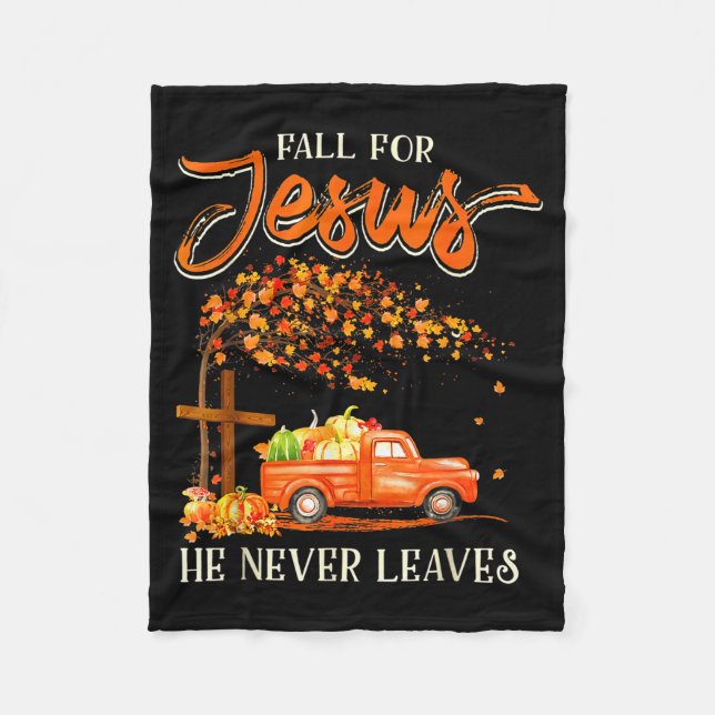 Cobertor De Velo Fall For Jesus He Never Leaves Pumpkin Truck Thank (Frente)