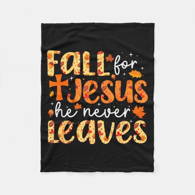 Cobertor De Velo Fall For Jesus He Never Leaves Retro Autumn Thanks (Frente)