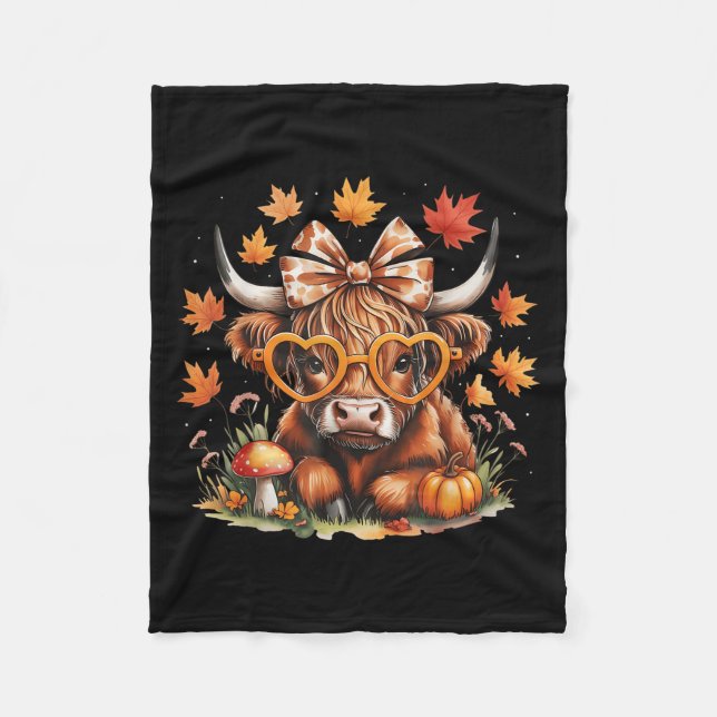 Cobertor De Velo Fall Highland Cow Pumpkin Bow Thanksgiving Fall Gi (Frente)