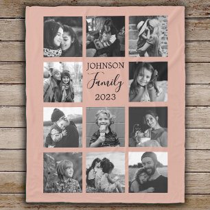 Cobertor De Velo Família 11 Colagem de Fotos Dusty Florea Rosa