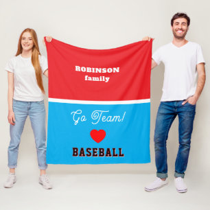 Cobertor De Velo Família de Beisebol Juvenil Nome Vermelho Branco A