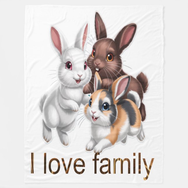 Cobertor De Velo Família de coelhos  (Frente)