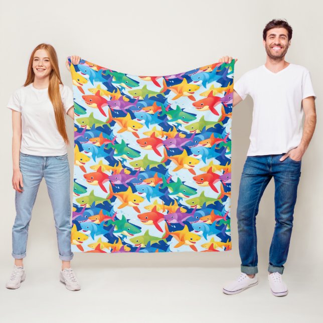 Cobertor De Velo Família de festas de aniversário de tubarão-arco-í (In Situ)
