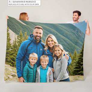 Cobertor De Velo Família de Fotografias Personalizada 1
