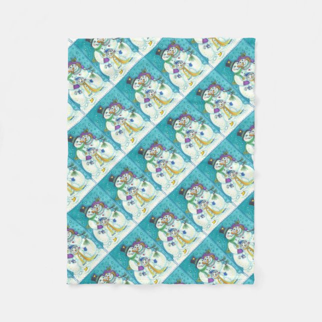 COBERTOR DE VELO FAMÍLIA DE NEVE BOLETA DE NATAL (Frente)