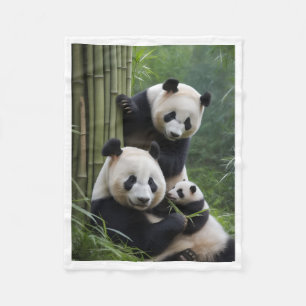 Cobertor De Velo Família de Panda Fofa na Manta de Floresta de Bamb
