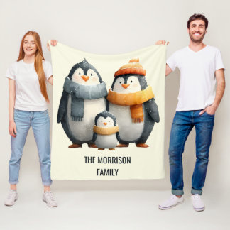 Cobertor De Velo Família de Pinguins de Inverno Aconchegante