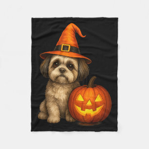 Cobertor De Velo Família do Shih Tzu Fantasia de Abóbora de Hallowe