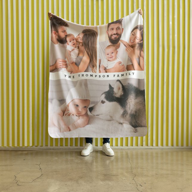 Cobertor De Velo Família doméstica simples personalizada com múltip (Personalized family photos fleece blanket.)