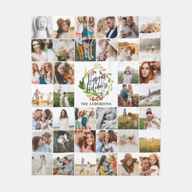 Cobertor De Velo Família Feriado Florestal de Aquarelas Feliz (Frente)