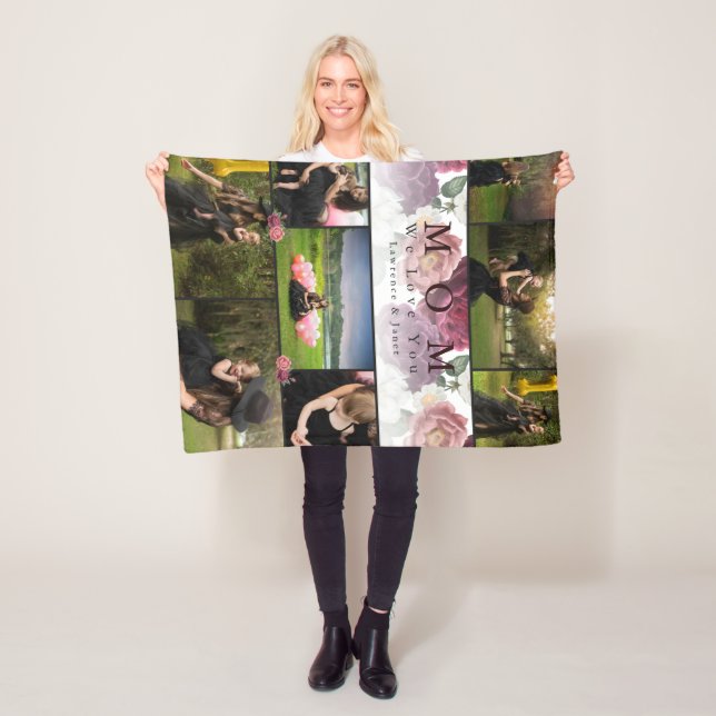 Cobertor De Velo Família Floral Monograma e Colagem de Fotos Mãe (In Situ)