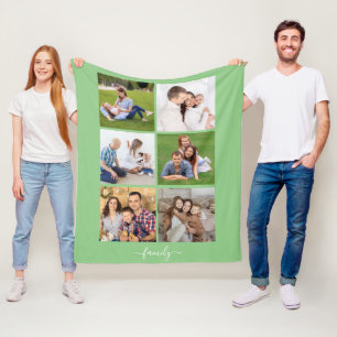 Cobertor De Velo Família Personalizada 6 Fotocolagem, Texto person