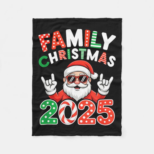 Cobertor De Velo Family Christmas 2025 Rocker Santa Sungles Matchin (Frente)