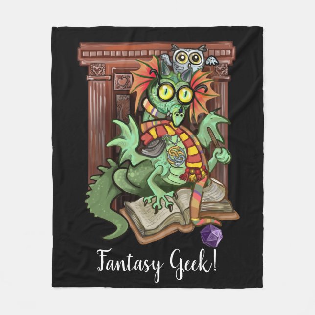 Cobertor De Velo Fan Dragon "Fantasy Geek!" (Frente)