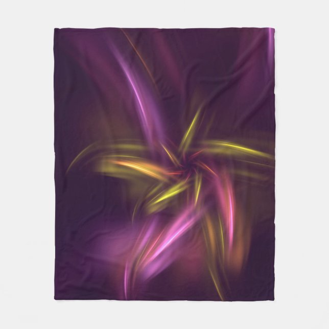 Cobertor De Velo Fantasia de Abstrato de Flores Roxas (Frente)